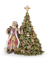Jay Strongwater St. Nicholas Jewel Santa With Christmas Tree Music Box MPN: SDH1854-250