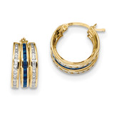 Blue/Clear CZ 7.50mm Triple Hoop Earrings 14k Gold MPN: TC968 Blue/Clear CZ 7.50mm Triple Hoop Earrings 14k Gold MPN: TC968
