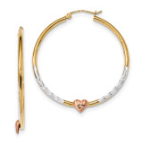 Diamond -cut Heart Hoop Earrings 14k Tri-Color Gold MPN: TF1240