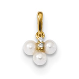 Childrens White Freshwater Cultured Pearl & CZ Pendant 14k Gold MPN: YC1297
