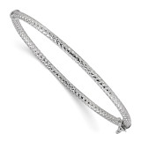 Hinged Bangle Sterling Silver Rhodium-plated Polished Textured MPN: QB1093