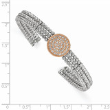 Rose Rhodium-plated 3-strand Beaded Swarovski Crystal Cuff Sterling Silver QB980
