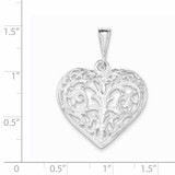 Filigree Heart Pendant Sterling Silver Polished QC8471