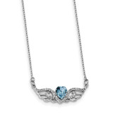 CZ Heart with Wings with 2 inch Extender Necklace 16 Inch Sterling Silver Rhodium-plated MPN: QG4671-16