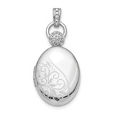18mm Oval Diamond Accent Satin Locket Sterling Silver Rhodium MPN: QLS856 18mm Oval Diamond Accent Satin Locket Sterling Silver Rhodium MPN: QLS856