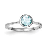 Blue Topaz Ring Sterling Silver Rhodium MPN: QR6381BT
