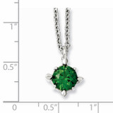 Green Diamond CZ Pendant 18in Necklace Stainless Steel SRN1017