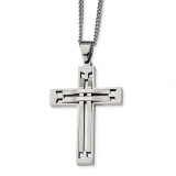 24 inch Cross Necklace Stainless Steel Polished, MPN: SRN2382-24, UPC: 191101854866 by Chisel Jewelry