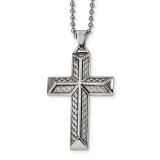 Carbon Fiber Inlay Cross Necklace Stainless Steel Polished, MPN: SRN2429-24, UPC: 191101855047 by Chisel Jewelry Carbon Fiber Inlay Cross Necklace Stainless Steel Polished, MPN: SRN2429-24, UPC: 191101855047 by Chisel Jewelry