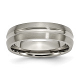 6mm Brushed and Polished Band Titanium Grooved , MPN: TB50_CH, UPC: 883957819952 by Chisel Jewelry