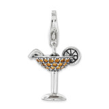 Yellow Swarovski Martini Glass Charm Sterling Silver by Amore La Vita MPN: QCC1154