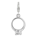 CZ 3D Ring Charm Sterling Silver Polished by Amore La Vita MPN: QCC1172