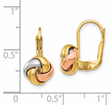 Love Knot Leverback Earrings 14k Tri-Color Polished Gold HB-LE1448