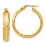 Brushed Hinged Hoop Earrings 14k Gold Polished by Leslie's Jewelry MPN: LE965, UPC: 191101644368