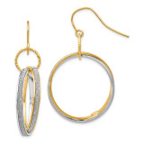 Glimmer Infused Diamond-cut Dangle Earrings 14k Two-tone Gold by Leslie's Jewelry MPN: LE977, UPC: 191101553554