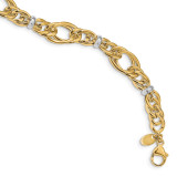 Fancy Link Bracelet 7.5 Inch 14k Two-tone Gold Polished by Leslie's Jewelry MPN: LF1150-7.5, UPC: 191101148217