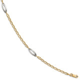 Diamond-cut with 1 inch Extender Anklet 10 Inch 14k Two-tone Gold Polished by Leslie's Jewelry MPN: LF559-10, UPC: 191101552830