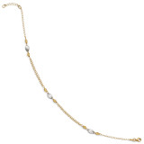 Diamond-cut with 1 inch Extender Anklet 10 Inch 14k Two-tone Gold Polished HB-LF562-10