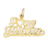 I Love My Fireman Pendant Necklace Charm Bracelet in Gold or Silver MPN: DZ-10885 UPC: 673681053230
