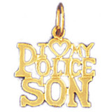 I Love My Police Son Pendant Necklace Charm Bracelet in Gold or Silver MPN: DZ-10929 UPC: 673681053674