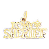I Love My Sheriff Pendant Necklace Charm Bracelet in Gold or Silver MPN: DZ-10941 UPC: 673681053797