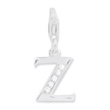 Letter Z Charm Sterling Silver Synthetic Diamond QCC104Z