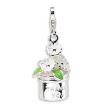 3-D Enameled Thank You Flowers Charm Sterling Silver QCC408