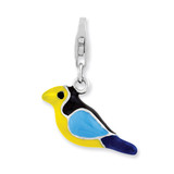 3-D Enameled Bird Charm Sterling Silver Rhodium Plated QCC973