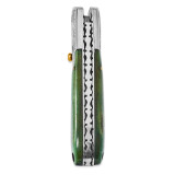 Green Tinted Camel Bone Handle Knife Damascus Steel 256 Layer Folding Blade by Jere