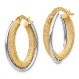 Polished Textured Hoop Earrings 14k Two-tone Gold HB-LE1782