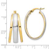 Polished Oval Hoop Earrings 14k Two-tone Gold HB-LE1843