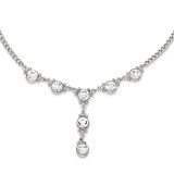 2069 Boutique Jewelry Fashion White Crystal Dangle with 3 inch Extension Necklace Silver-tone BF2414