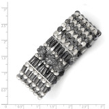Black-Plated Acrylic Beads Stretch Bracelet Silver-tone BF1127