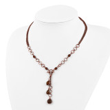 Brown Acrylic Beads 16In with Extender Y Necklace Copper-tone BF1196