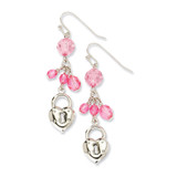 Pink Glass Beads Dangle Earrings Silver-tone, MPN: BF721, UPC: 119962023474