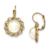 2114 Boutique Jewelry Fashion Simulated Pearl Filigree Leverback Earrings Gold-tone BF2479