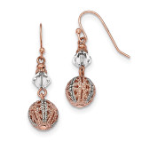 2159 Boutique Jewelry Fashion Copper and Silver-tone Clear Crystal Filigree Ball Dangle Earrings BF2573