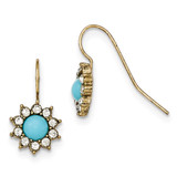 2194 Boutique Jewelry Fashion White Crystal Light Blue Acrylic Flower Dangle Earrings Gold-tone BF2657