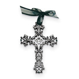 Filigree Celtic with Green Crystals Cross Silver-tone, MPN: GM17315, UPC: 785525210140