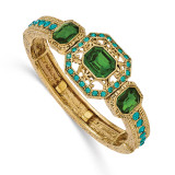 2204 Boutique Jewelry Fashion Blue and Green Crystal Textured Stretch Bracelet Gold-tone BF2676