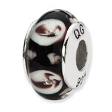 Black Purple Floral Hand-Blown Glass Bead Sterling Silver, MPN: QRS1338, UPC: 883957302980
