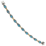 Blue Topaz 7.75 Inch Bracelet Sterling Silver & 14k Gold, MPN: QTC371, UPC: 883957503455