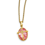 Pink Crystal 16In with 3In Ext Cross Necklace Gold-tone, MPN: RF461, UPC: 11996910921