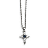 Blue and Clear Crystal Cross 16In with 3In Ext Necklace Silver-tone, MPN: RF473, UPC: 11996930073