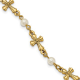 Acrylic Pearl Cross 7.5 Inch Bracelet Gold-tone, MPN: RF500, UPC: 716806175057
