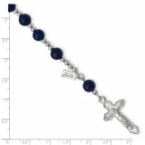 Blue Glass Beads Rosary Bracelet Silver-tone RF509