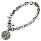 Heart Cutouts Puffed Circle 8 Inch Bracelet Stainless Steel, MPN: SRB572, UPC: 886774036069
