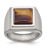 Chisel Tiger's Eye Signet Ring Stainless Steel Brushed and Polished, MPN: SR626