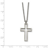 Cut-out Cross Necklace Stainless Steel Brushed and Polished SRN1846-17.5