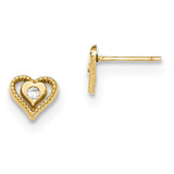 CZ Mini Textured Heart Post Earrings 10k Gold MPN: 10YC358 UPC: 191101525759